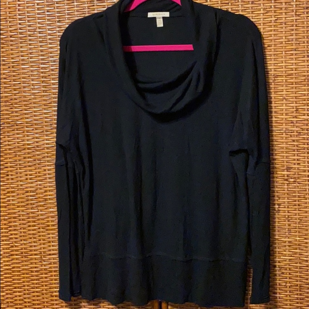 Bordeaux black cowl neck L/S top like new size S
